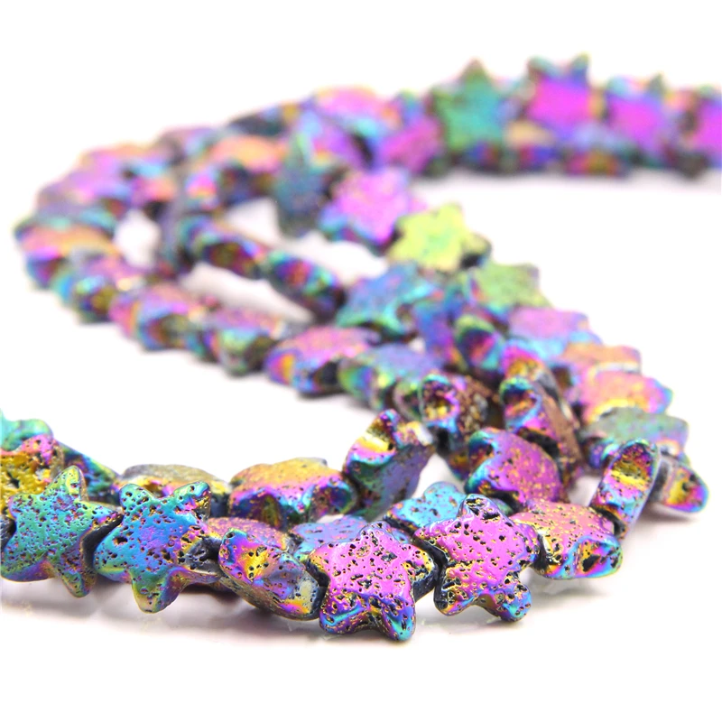 Радужная Гальваническая вулканическая лава в форме звезды бусины из