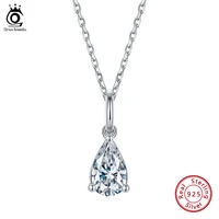 orsa jewels luxury 925 silver moissanite gemstone pendant necklace for women 1ct lab diamond necklaces for wedding gift sme34