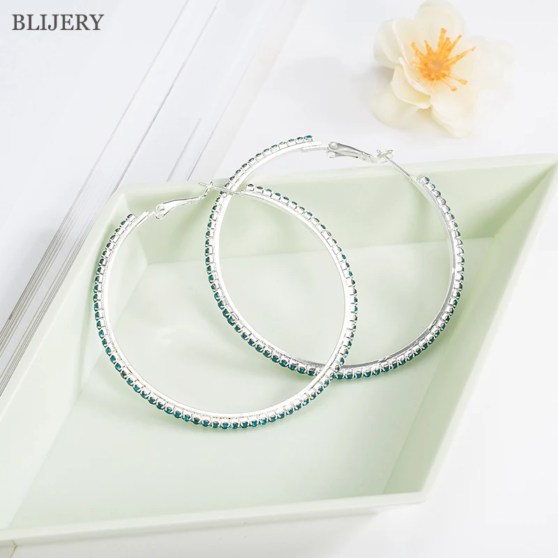 Круглые серьги BLIJERY с посеребренными кристаллами женские модные ювелирные