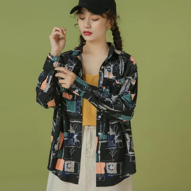 

Women's Printing Temperament Loose Leisure Long Sleeve Chiffon Blouse 2021 New