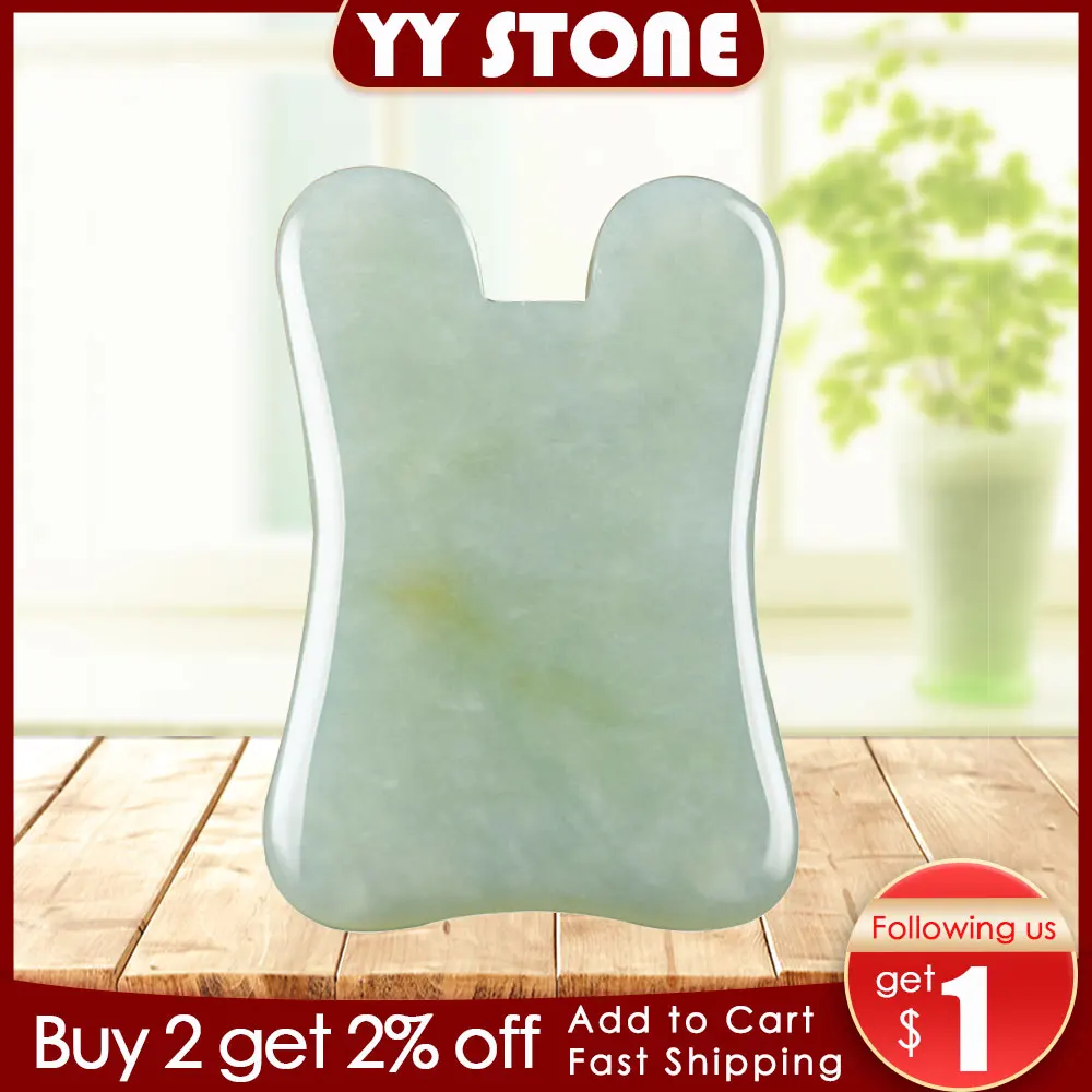 

High Quality Thickening Thin U shape Body Face Massage Guasha Scraping Board Thicken Facial Beauty Plate 100% Jade