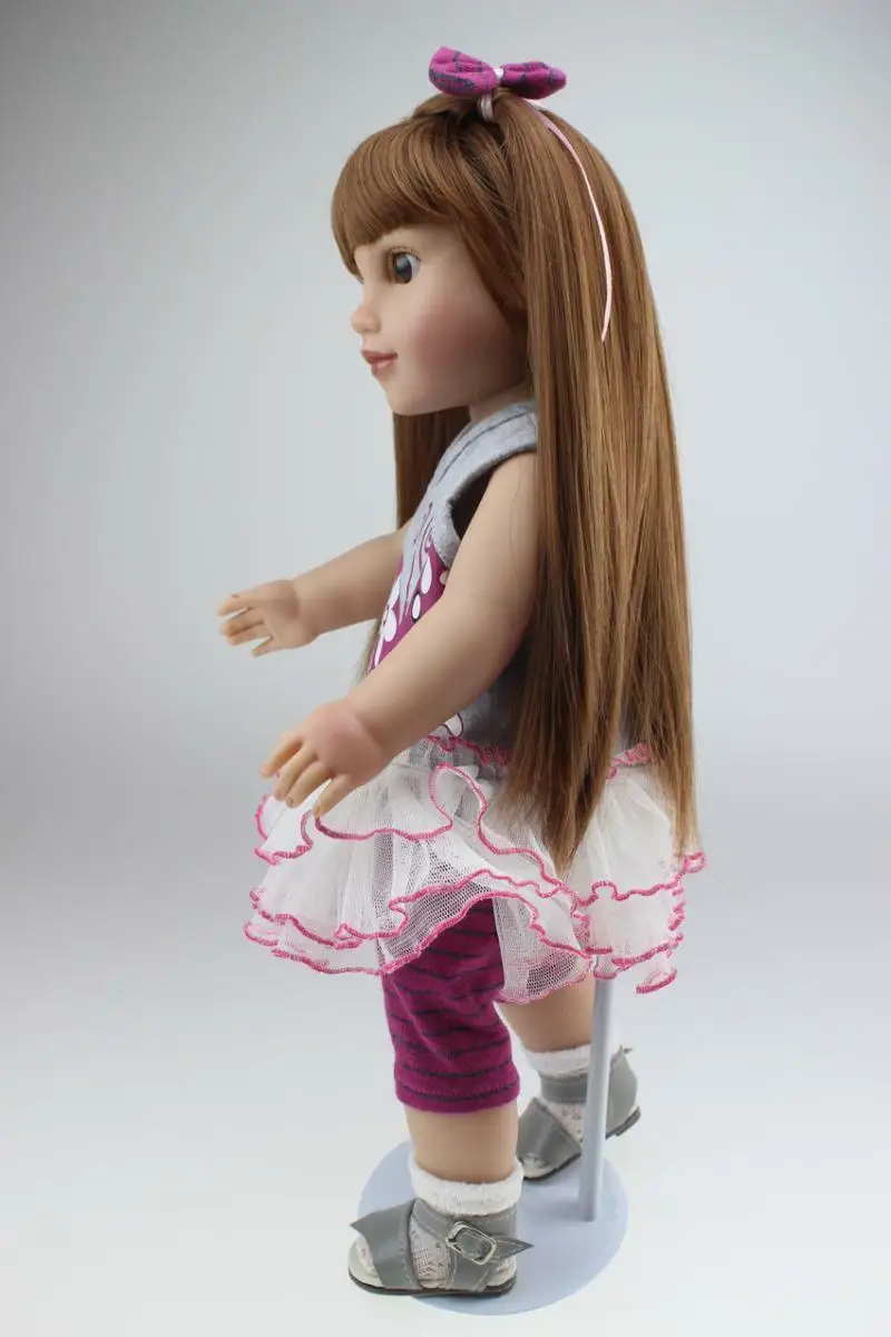 Реалистичная силиконовая кукла реборн для девочек 18 дюймов с длинными волосами