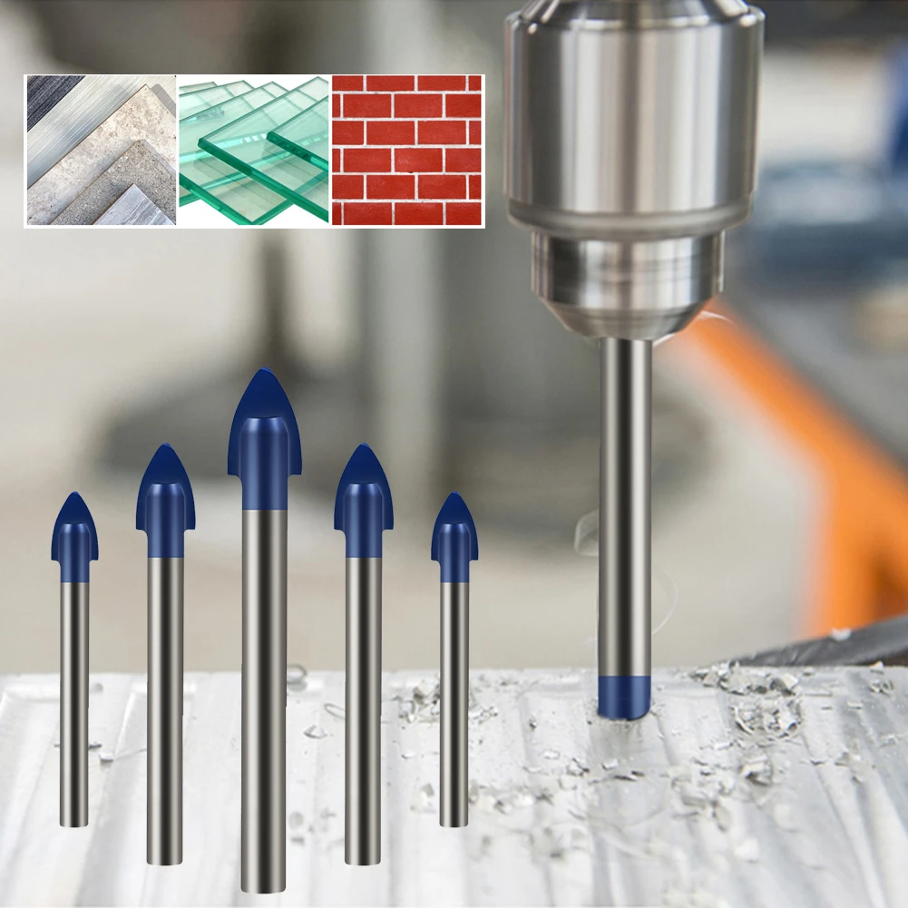 

5pcs Triangular Drill Bit Glass Tile Cement Wall Perforation Multi-Function Cemented Carbide Ceramic Drill Bit
