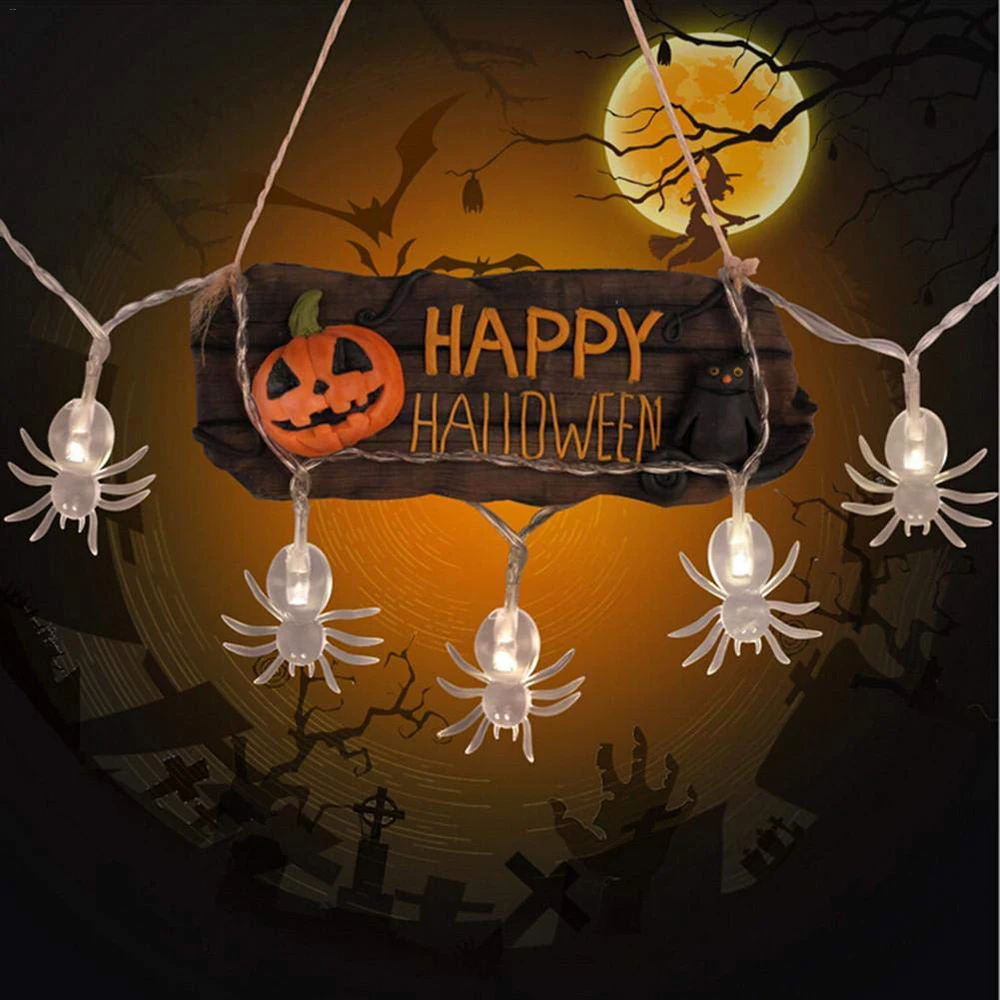 10/20/40LED Halloween Spider String Light Battery Operated Purple Holiday Lights for New Year Christmas Garden Yard Party Decor | Лампы и