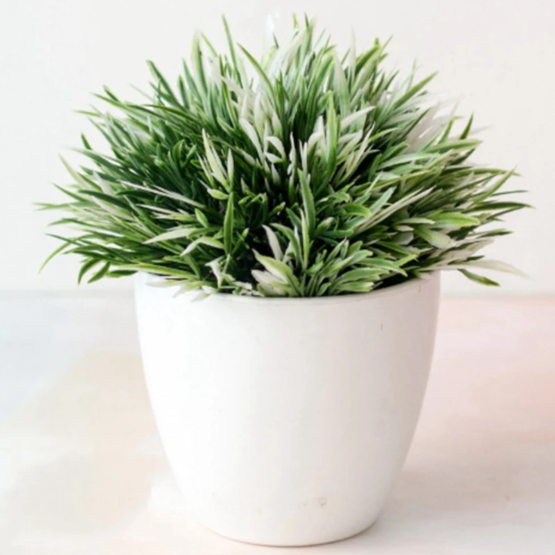 Искусственный горшок растение бонсай стимуляция травы поддельные листья