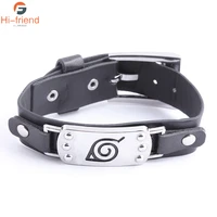 anime narutos akatsuki bracelets black leather rope chain buckle bracelet cosplay prop for men accessories jewelry