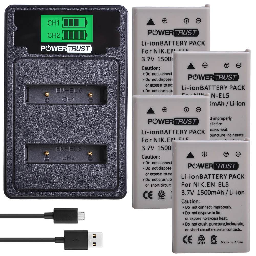 EN EL5 ENEL5 аккумулятор + ЖК двойное зарядное устройство USB для NIKON Coolpix P530 P520 P510 P100 P500