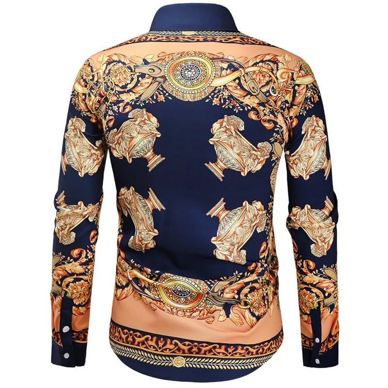 Рубашка мужская приталенная с длинным рукавом роскошная модная сорочка