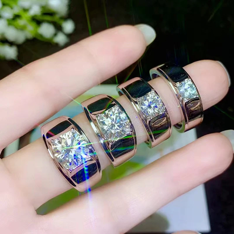 BOEYCJR серебро 925 пробы 0.5ct/1ct/2ct/3ct F color Moissanite VVS Engage мужское свадебное кольцо с