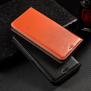 litchi grain genuine leather case flip cover for oneplus 3 3t 5 5t 6 6t 7 7t 8 8t 9 9r pro nord n10 n100 cases wallet