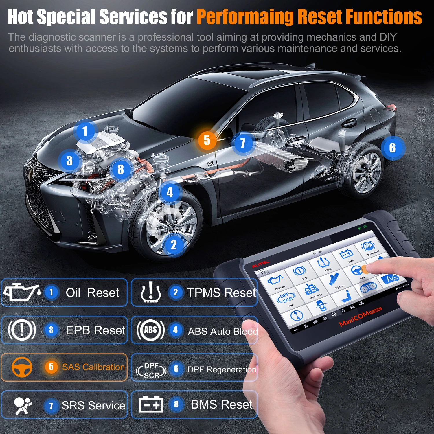 Autel MaxiCOM MK808BT OBD2 диагностика авто сканер диагностический инструмент