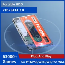 2T HDD Built-in 63000+Games Portable External Hard Drive Disk SATA 3 For Laptop/PC/Windows/Mac OS For PS3/PS2/WIIU/WII/PS1/N64