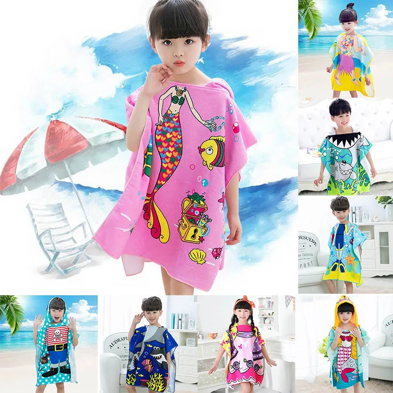 60x120 см детский банный халат аксессуары для плавания из микрофибры с капюшоном