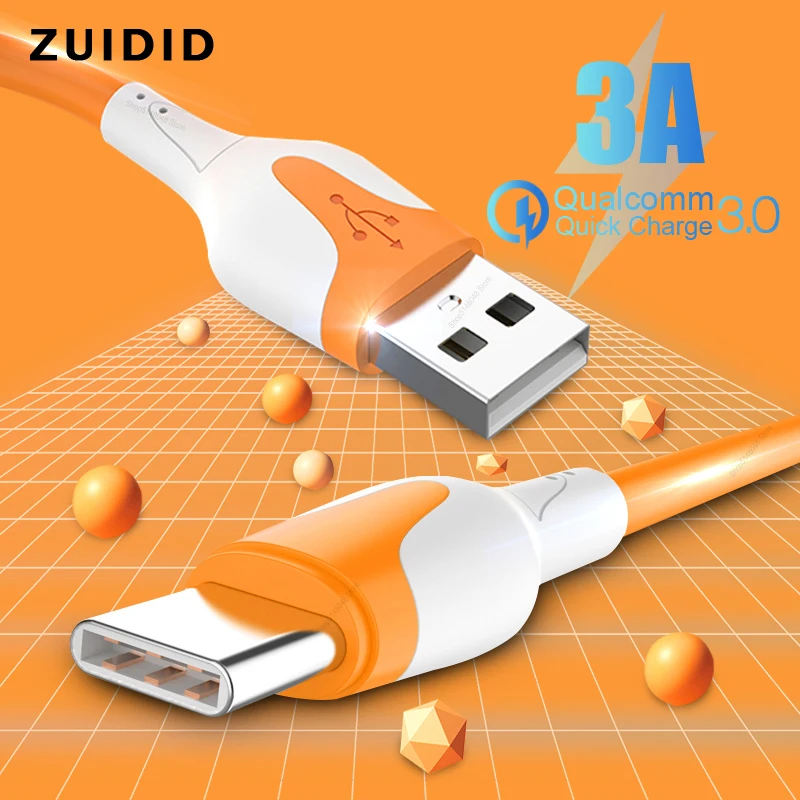 

Micro USB Mobile Phone Charging Cable 3A Liquid Silica Gel Data Sync Quick Charge Type-C Cord For iPhone 12 Huawei P40 Xiaomi 11