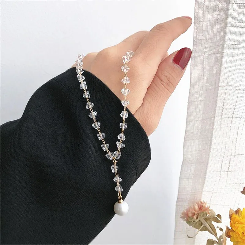 Ожерелье чокер женское с кристаллами и жемчугом|Колье| |