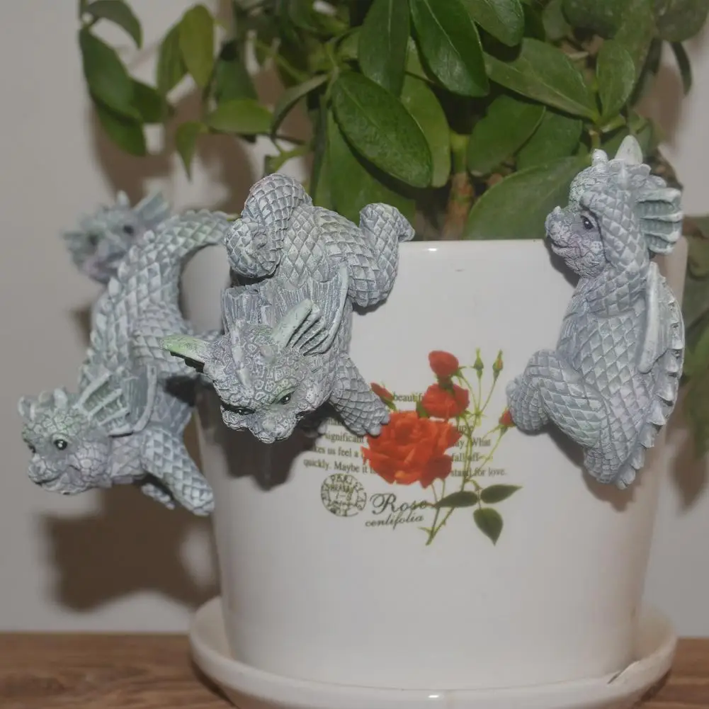 

4PCS Dragon Garden Statue Resin Lovely Flower Pot Hanging Ornament Home Decoration Cup And Garden Decoration