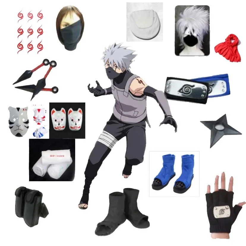 Аниме Наруто Косплей Хатаке Какаши Костюм Одежда Хэллоуин маска индивидуальный