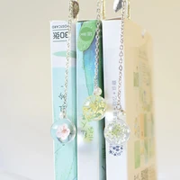 crystal pendant bookmark metal leaves chinese style bookmark dried flower pendant bookmark gift students stationery