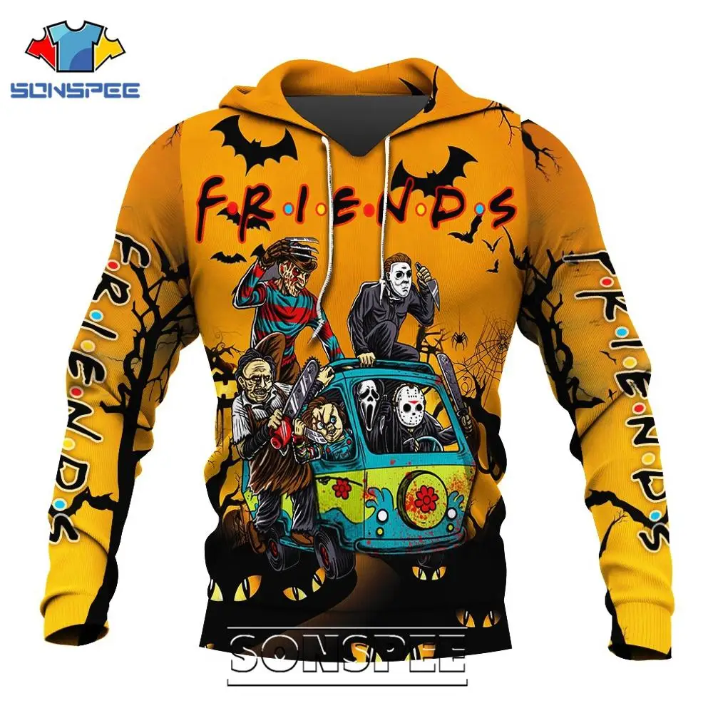 Мужская толстовка SONSPEE с 3D принтом ужасы друзья пеннивайз Майкл Майерс Джейсон