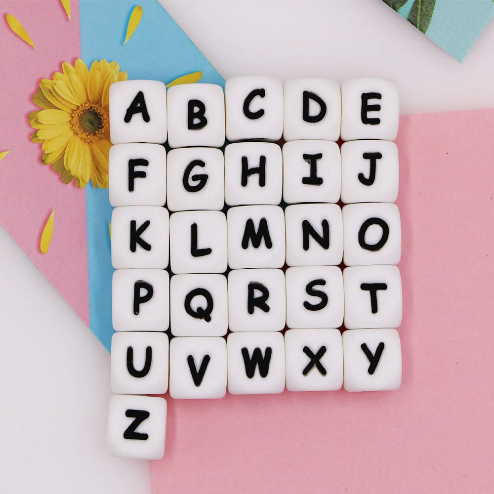 

Kovict 100/200/500 Pcs 10mm English Alphabet Silicone Letters beads Chewable DIY Name customization Necklace Accessories