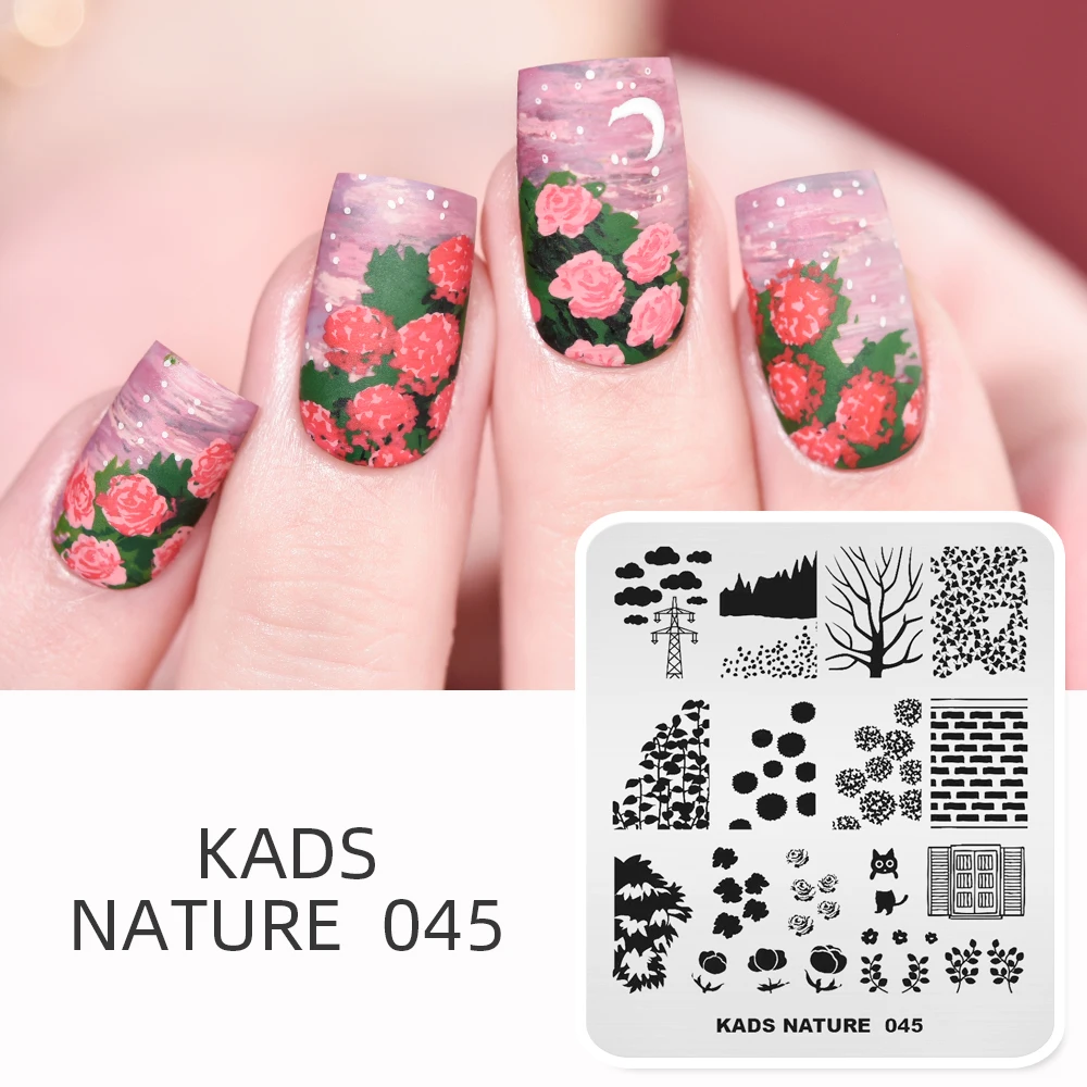 Трафареты для дизайна ногтей KADS Nature 045 трафареты стемпинга с рисунком розы цветов