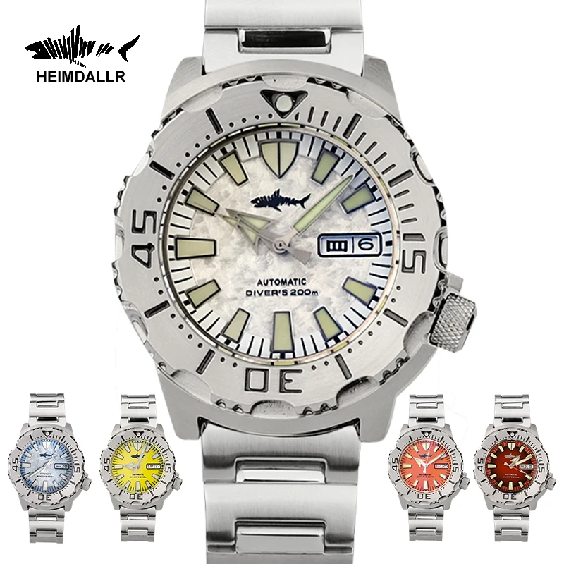 

Heimdallr New Arrival Sharkey Monster Watch Men Stainless Steel White Snow Dial Sapphire NH35 Automatic Watches Mechanical