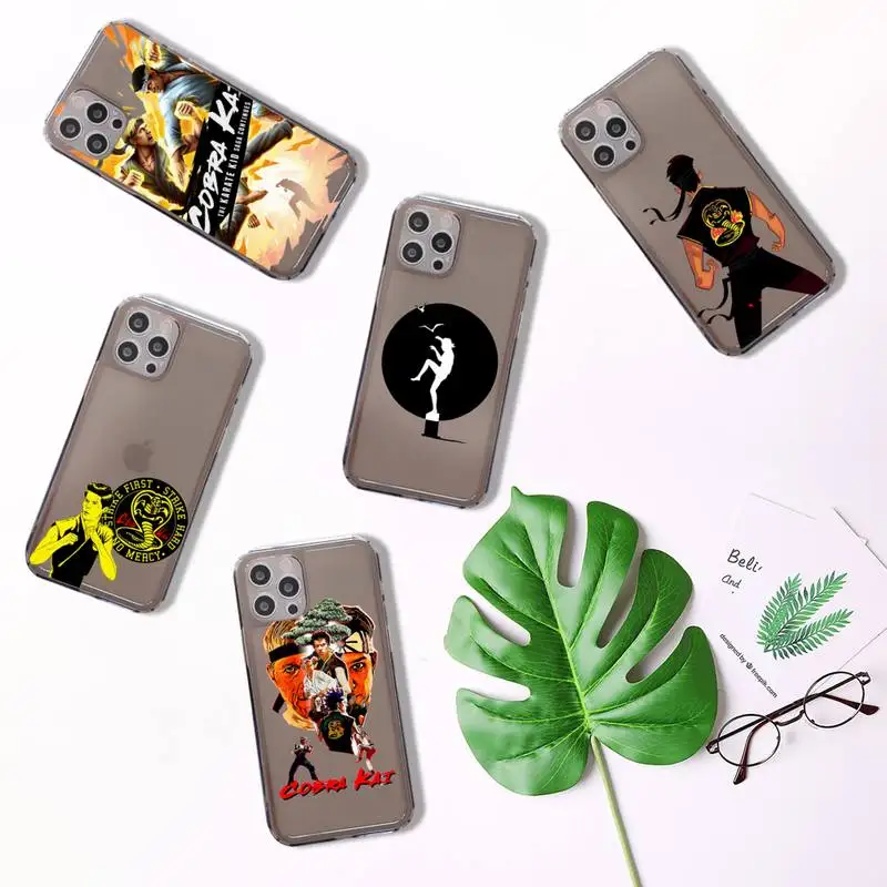 

Cobra Kai Phone Case For iPhone 7 8 11 12 X XS XR MINI Pro Max Plus Retro Black Grey clear transparent