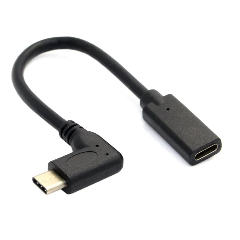 

90 Degree Left & Right Angled USB-C USB 3.1 Type C Male to Female Extension Data Cable for Macbook Tablet Length: 20cm/100cm