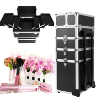 yonntech 4 in 1 cosmetic makeup nail hairdressing beauty case black vanity trolley