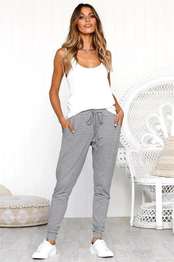 Женские повседневные спортивные брюки с высокой талией леггинсы из полиэстера