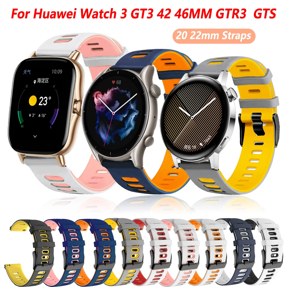 

20mm 22mm Watchband For Xiaomi Huami Amazfit GTS 2 3/GTS 2 Mini/GTR 3 Pro/2/2E/42 47mm Silicone Sport Bracelet Smartwatch Strap
