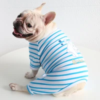 classic striped four legged dog pyjamas fat puppy corgi french bulldog pug dog jumpsuit pet homewear dog clothes for small dogs