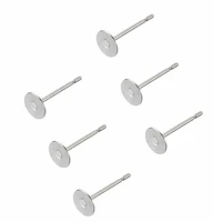100pcslot stainless steel diameter 34568101214mm ear stud pins round earring base setting for diy earrings jewelry