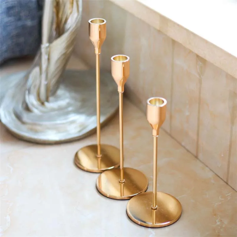 absf 3pcsset metal candle holders decorative candlesticks simple wedding decor bar party living room home decoration candles free global shipping