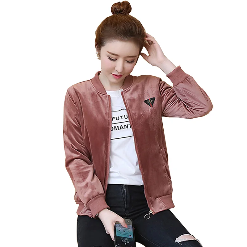 

Модная Осенняя золотистая бархатная бейсбольная форма большого размера, куртка, хлопковое пальто, дикая женская облегающая куртка, хлопков...