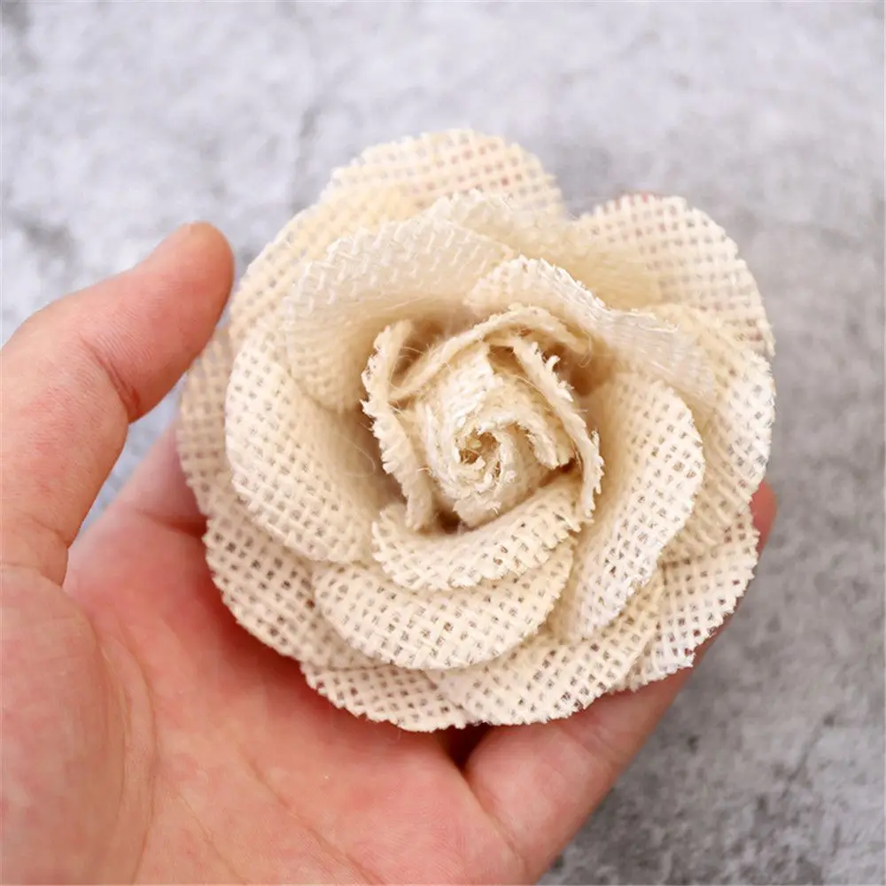 2 шт. декоративные розы из натурального джута|Украшения своими руками для