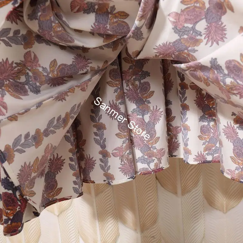 

Women's Pleated Mid-calf Dress Square Collar Floral Prairie Chic Short Puff Sleeve Elastic Waist Female Long Dresses