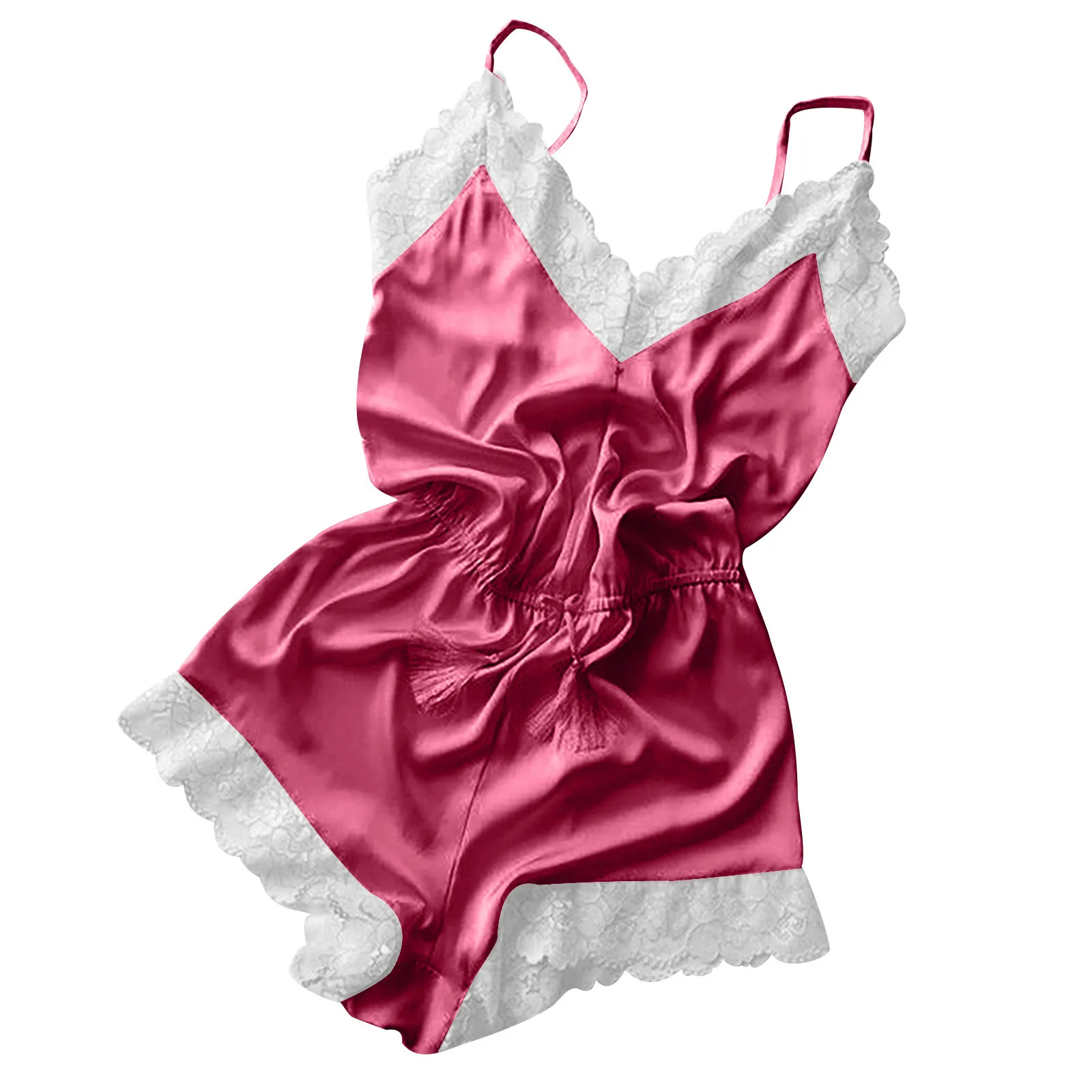 Женская пижама Сексуальный Атласный пижамный комплект Черная кружевная Пижама с