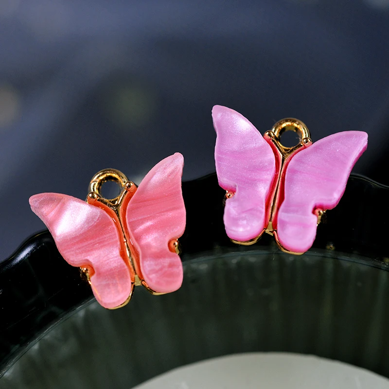 

Peixin 12Pcs/lot Women's Colorful Acrylic Butterfly Accessories Wholesale DIY Jewelry Making Bracelet Necklace Earring Pendant