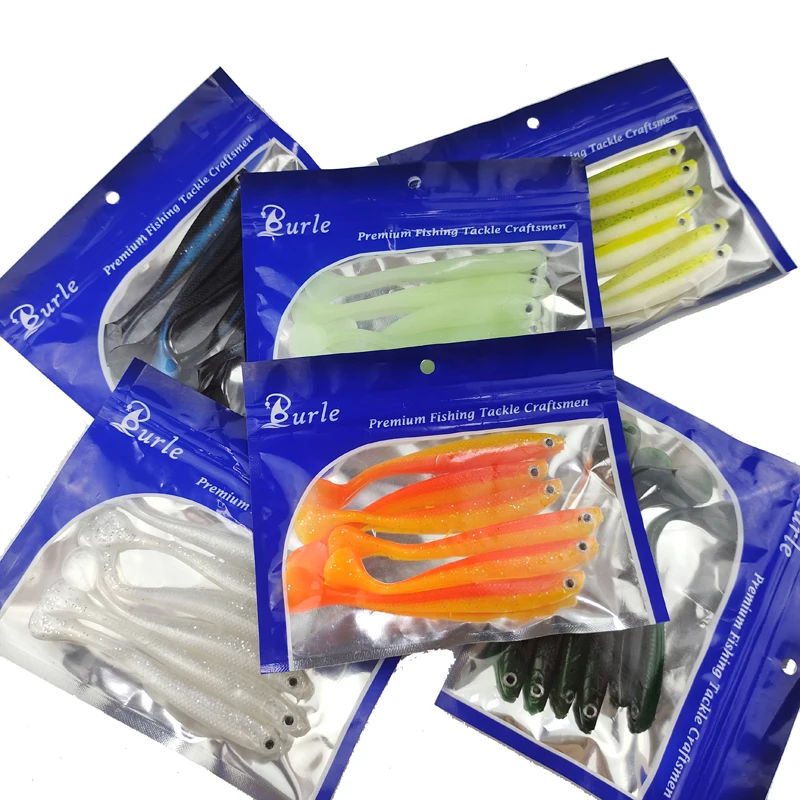 

Quality 6pcs/bag soft fishlure 10cm5.3g Two-color T-tail Soft Lures Wobblers Lifelike Artificial Silicone Bait Swimbait Tackle