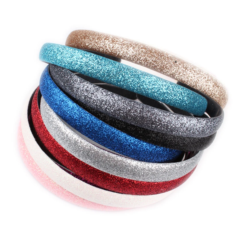 S Girls Glitter Headband Wholesale Plastic Non-slip Hairband Metallic Women Hair Hoop Headwear Accesories