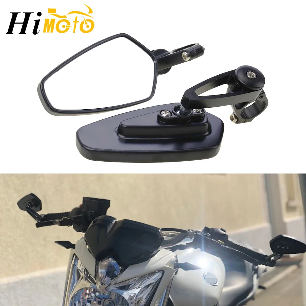 Черная пара мотоциклетных зеркал заднего вида 22 мм 7/8 дюйма|Боковые зеркала и