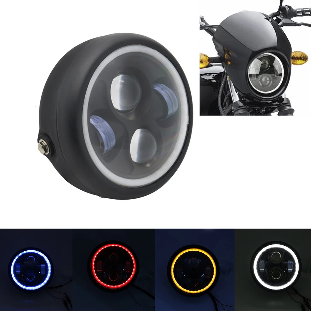 5 75/6 &quotмотоцикл светодиодный налобный фонарь лампа для Sportster Кафе Racer поплавок