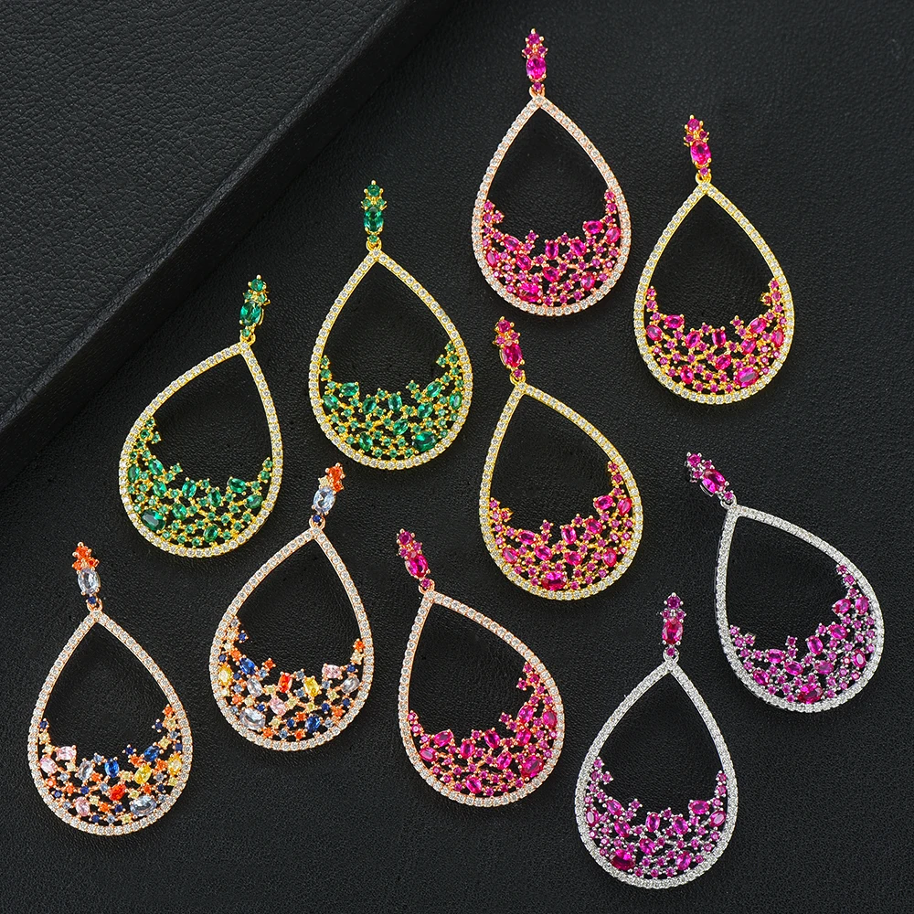 GODKI 2020 роскошные трендовые Разноцветные серьги секционные фиолетовые кубические