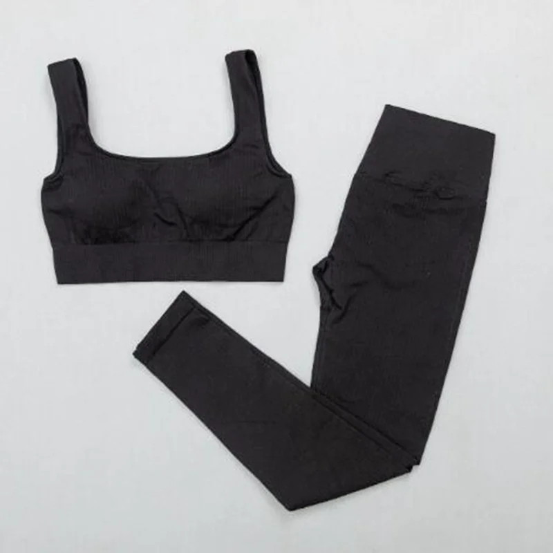 

2pcs Energy Seamless Yoga Sets Women Gym Fitness Suits High Waist Leggings Bra Push Up Yoga Set Running Sportswear Tops Pants