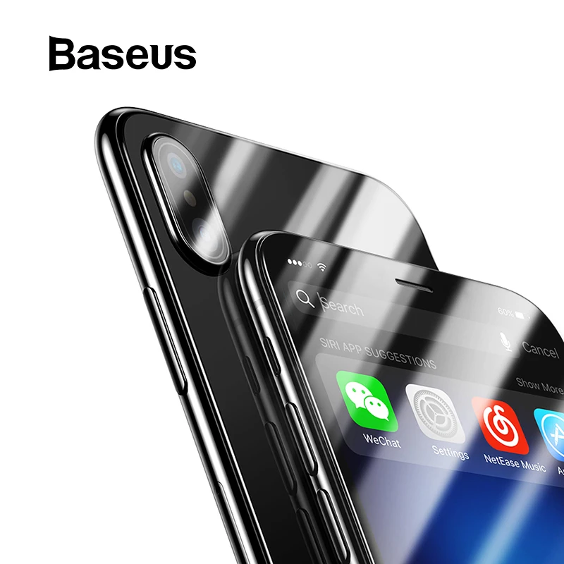 Переднее стекло Baseus+ заднее закаленное стекло для iPhone Xs Max XR Защитное стекло для экрана протектор для iPhone Xs Max