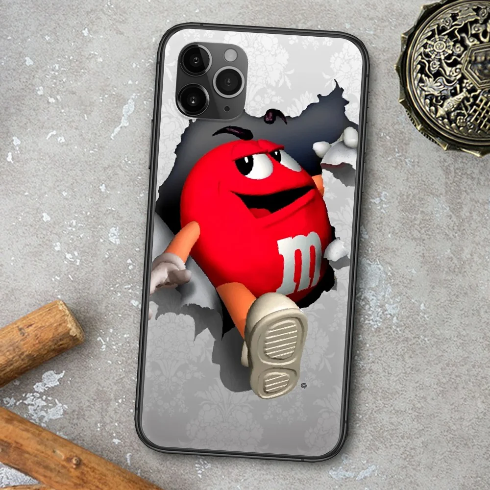 

Chocolate M&M's Phone Case For Iphone 4 4s 5 5S SE 5C 6 6S 7 8 Plus X XS XR 11 12 Mini Pro Max 2020 black Bumper Fashion