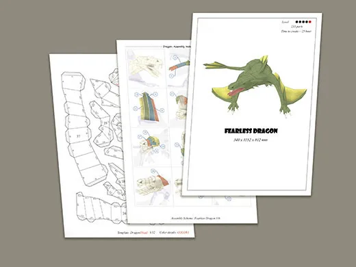 Бесстрашный динозавр 3D бумажная модель Сделай Сам мультфильм 3-мерные животные