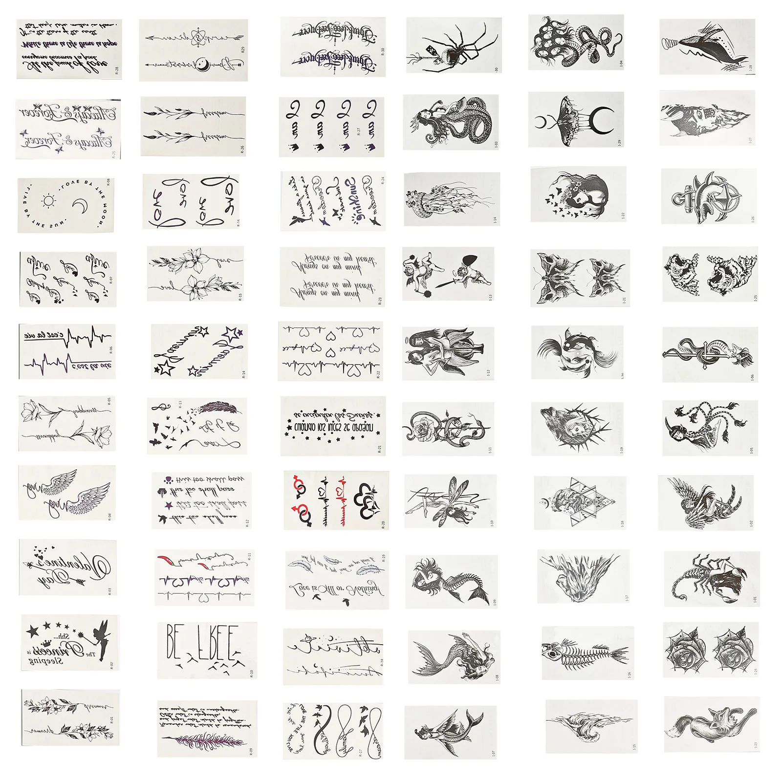 

60 Sheets Temporary Tattoos Sticker Fake Decal