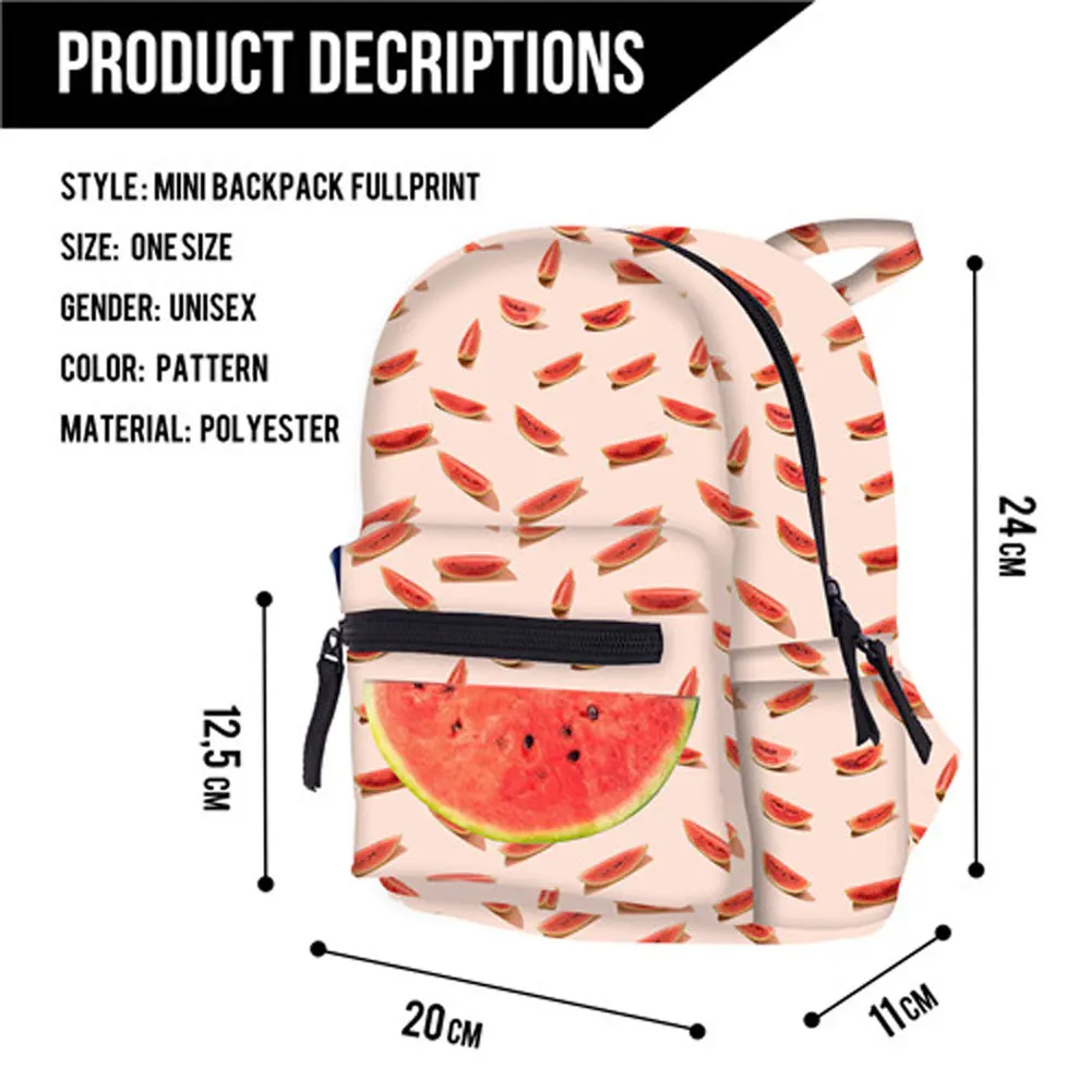 Summer Mini Backpack Cartoons Kawaii Bag Print Watermelon Fruit Children Backpack For Girl And Boy School Bag Mochila Femenina